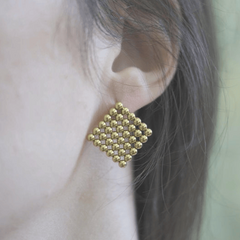 Minimalist Chic Gold Ball Square Earrings