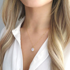 Minimalist Natural Rainbow Moonstone Pendant Necklace