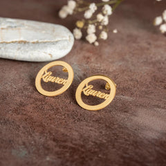 Custom Name Hoop Earrings – Personalized Circle Studs by Jeluxa