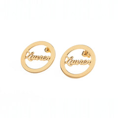 Custom Name Hoop Earrings – Personalized Circle Studs by Jeluxa