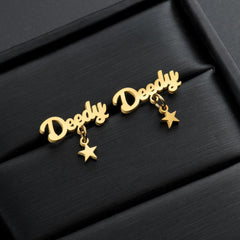 Jeluxa Custom Name Star Drop Earrings – Personalized Gold Plated Jewelry