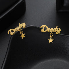 Jeluxa Custom Name Star Drop Earrings – Personalized Gold Plated Jewelry