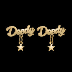 Jeluxa Custom Name Star Drop Earrings – Personalized Gold Plated Jewelry