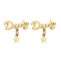 Jeluxa Custom Name Star Drop Earrings – Personalized Gold Plated Jewelry