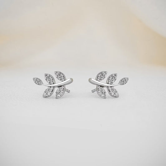 Nature Inspired Delicate Leaf Ear Climber Studs Earring