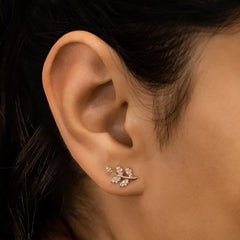 Nature Inspired Delicate Leaf Ear Climber Studs Earring