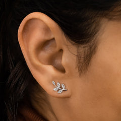 Nature Inspired Delicate Leaf Ear Climber Studs Earring