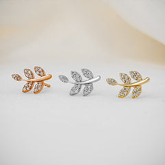 Nature Inspired Delicate Leaf Ear Climber Studs Earring