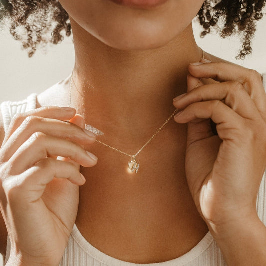 Pave Initial Heart Necklace For Cute Girls