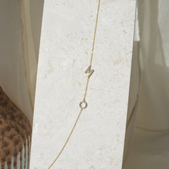 Pave Sideways Initial Necklace With Dimond