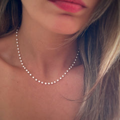 Minimalist Mother Pearl Necklace - Fresh Water Pearl - Choker Necklace By Jeluxa
