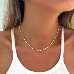 Minimalist Mother Pearl Necklace - Fresh Water Pearl - Choker Necklace By Jeluxa