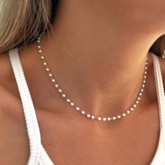 Minimalist Mother Pearl Necklace - Fresh Water Pearl - Choker Necklace By Jeluxa