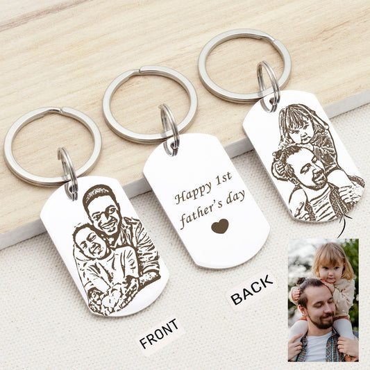 Personalized Double Sided Engraved Photo Keychain
