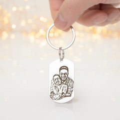 Personalized Double Sided Engraved Photo Keychain