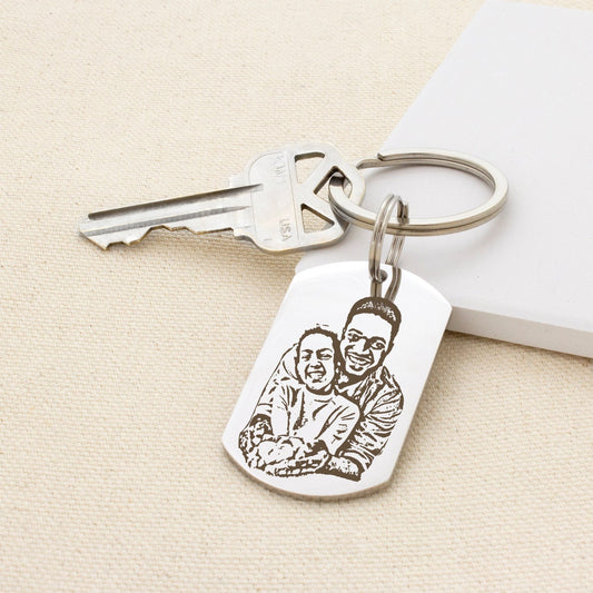 Personalized Double Sided Engraved Photo Keychain