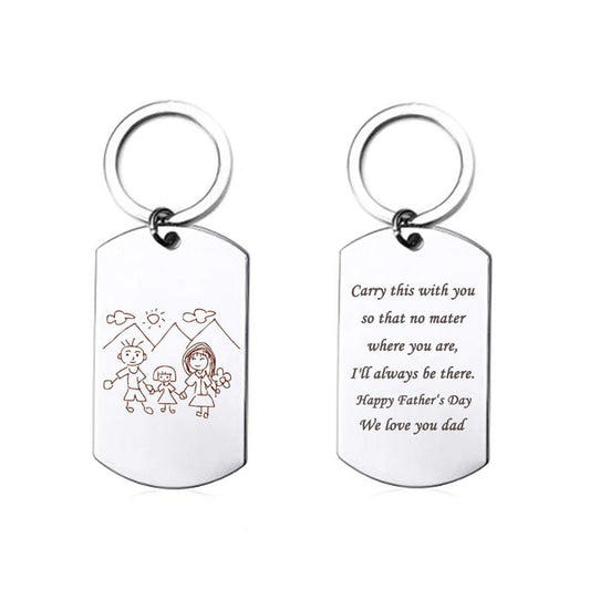 Personalized Kids Drawing Keychain-Engraved Drawing Keychain