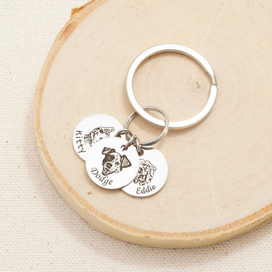 Personalized Pet Photo Engraved Keychain