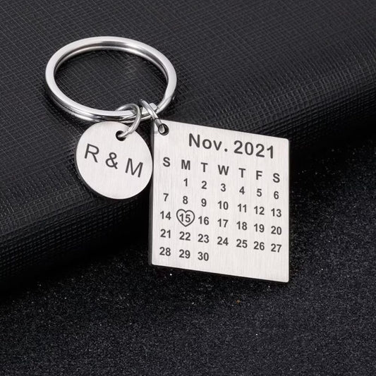 Custom Calendar Keychain Anniversary Gift For Her Save The Date, Wedding Gift