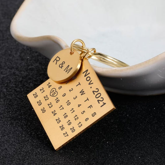 Custom Calendar Keychain Anniversary Gift For Her Save The Date, Wedding Gift
