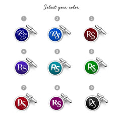 Personalized Colorful Monogram Cufflinks For Wedding