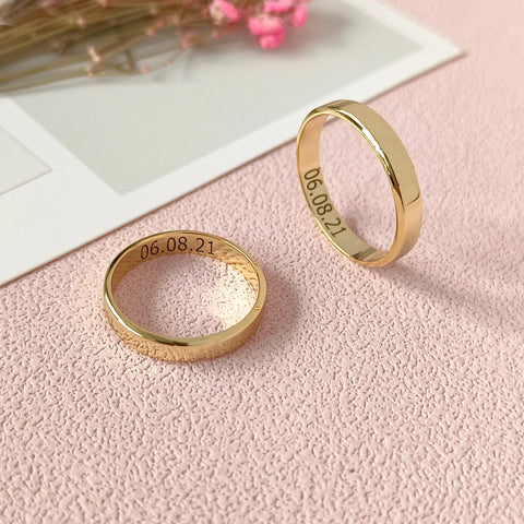 Pinky Promise Couple Initial Ring Set | Friendship Rings - Veeaien Designs
