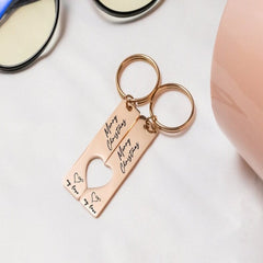 Personalized Custom Date Couple Heart Keychain With 2 Sets