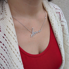 Personalized Diamond Handwriting Necklace