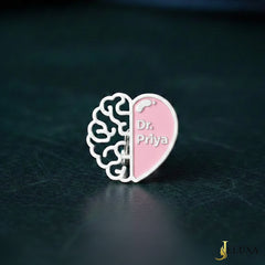 Personalized Doctor Brain & Heart Enamel Brooch