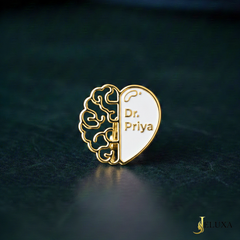 Personalized Doctor Brain & Heart Enamel Brooch