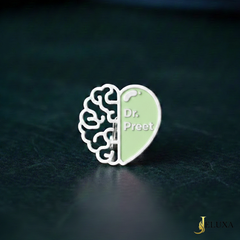 Personalized Doctor Brain & Heart Enamel Brooch