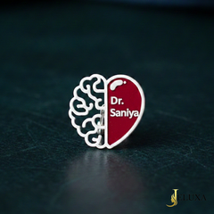 Personalized Doctor Brain & Heart Enamel Brooch