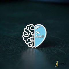 Personalized Doctor Brain & Heart Enamel Brooch