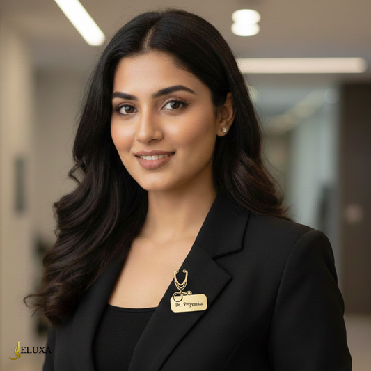 Personalized Doctor Name Brooch with Stethoscope