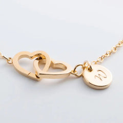 Personalized Double Hearts Initial Anklet