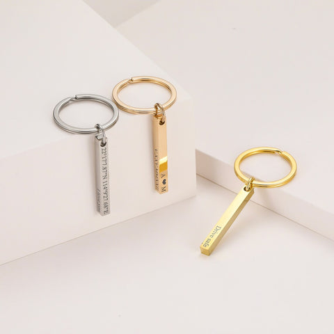 Personalized Engraved Bar Keychain Drive Safe Keychain 3D Bar Key Chian