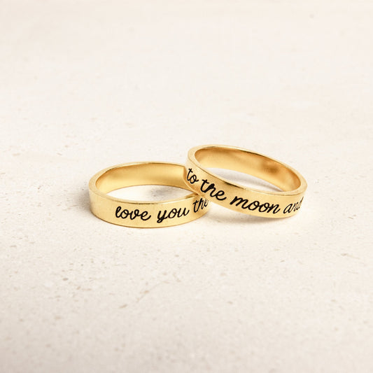Personalized Engraved Message Pair Ring Gift for Her