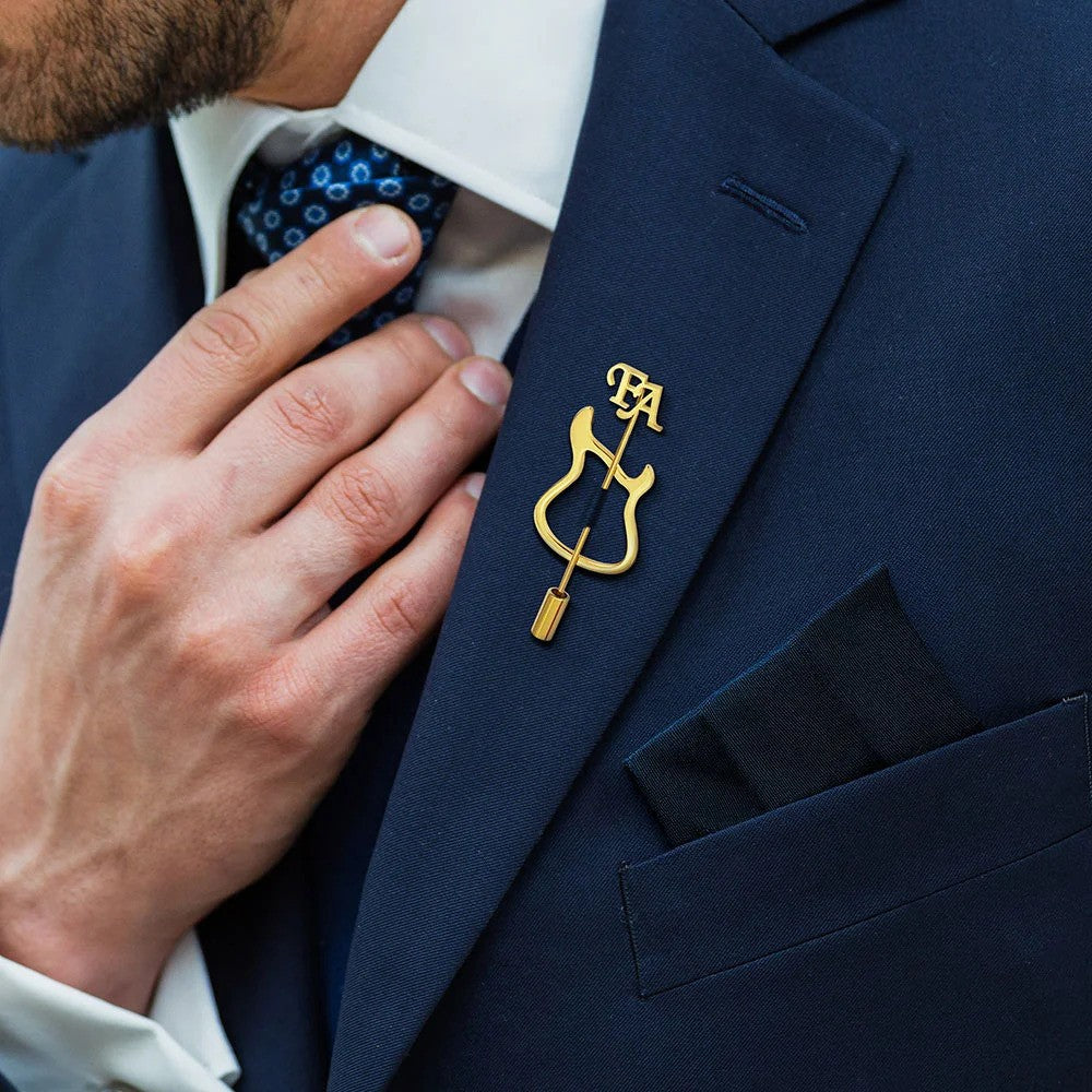 Personalized Guitar Lapel Pin with Initials