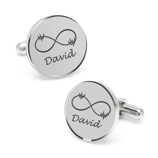 Personalized  Infinity symbol & Last Name Cufflink for Men and Boys 1 Pair
