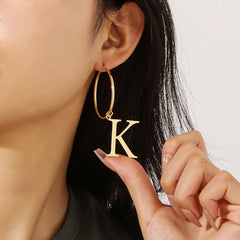 Personalized Initial 18k Gold Hoop Earring