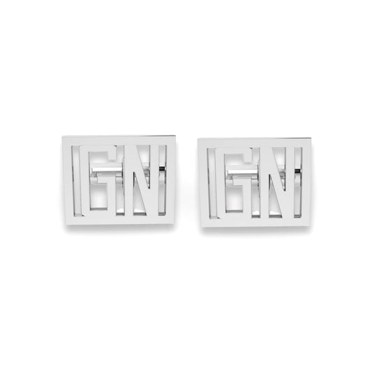 Personalized Initial Name Geometric Cufflink for Men and Boys