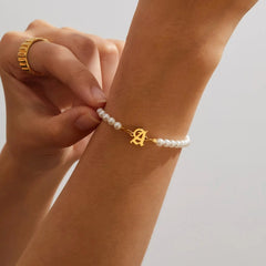 Personalized Initial Pearl Bracelet