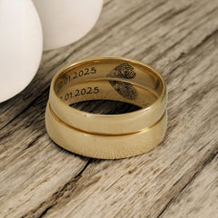 Personalized Name-Fingerprint Couple Ring Set