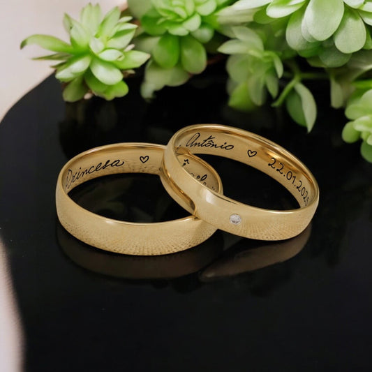 Personalized Name-Fingerprint Couple Ring Set