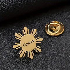 Personalized Name Engraved Sunflower Cufflink-Brooch Set