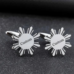 Personalized Name Engraved Sunflower Cufflink-Brooch Set