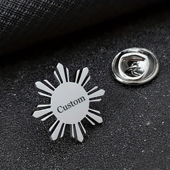 Personalized Name Engraved Sunflower Cufflink-Brooch Set