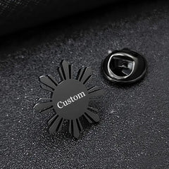 Personalized Name Engraved Sunflower Cufflink-Brooch Set