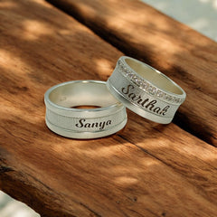 Stylish Personalized Couple Rings with Diamonds