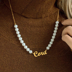 Personalized Pearl Name Necklace for Women